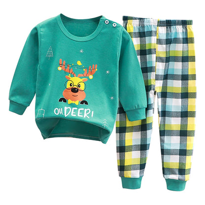 Spring Autumn Kids Pajamas Set Unisex Children Dino Bear Animal Cartoon Sleepwear Boys and Girls Homewear Casual Clothing 1-10Y