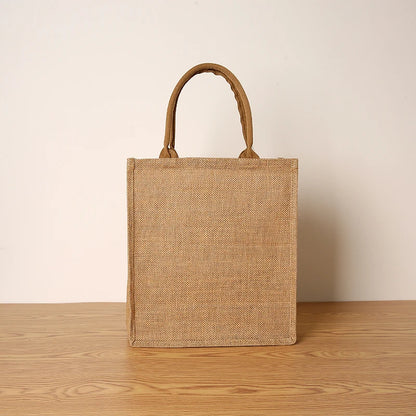 Women's jute tote bag large capacity shopping bag travel storage bag open mouth men's handbag
