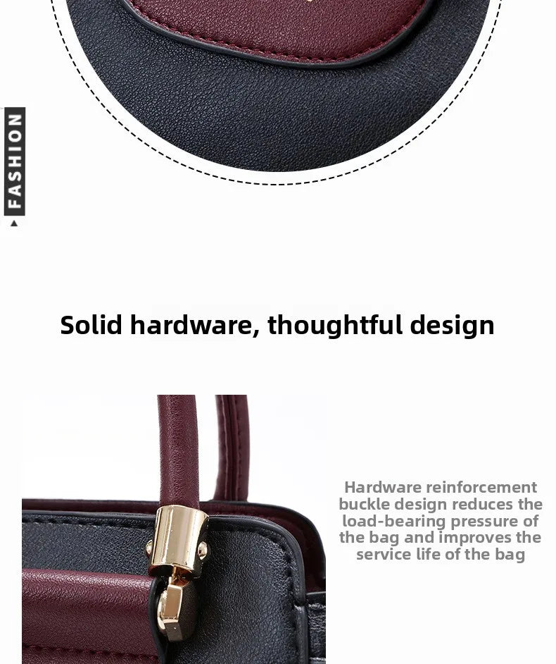 Women Color Block Handbag Large Capacity Tote Bag Fashion Shoulder Crossbody Bag Korean Style Purse