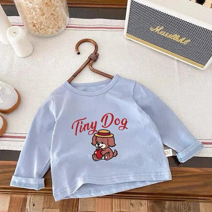 Cartoon Print Children Tshirt Long Sleeved Tops Spring/fall Kids Clothing Fashion Casual Girl Boy Bottoming Shirts O-neck Blouse
