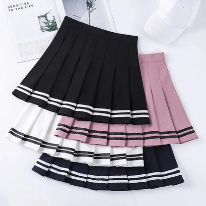High-Waisted Skirt Elastic Pink Fairy Grunge Black Mini Pleated Skirt Woman Fashion 2022 Summer Clothes School Girl Uniform