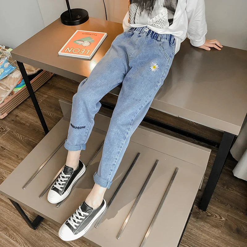 Jeans For Girls 2023 New Fashion Spring Jeans Girls Denim Pants Children's Jeans Casual Style Teenage Costumes For Girls 2-14 Y
