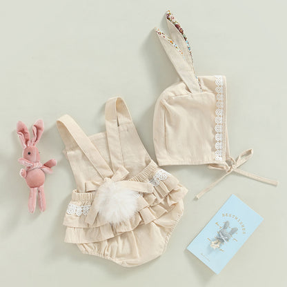 ma&baby 0-18M Easter Toddler Newborn Infant Baby Girl Romper Cute Floral Bunny Ear Rabbit Pompom Jumpsuit Overalls D01