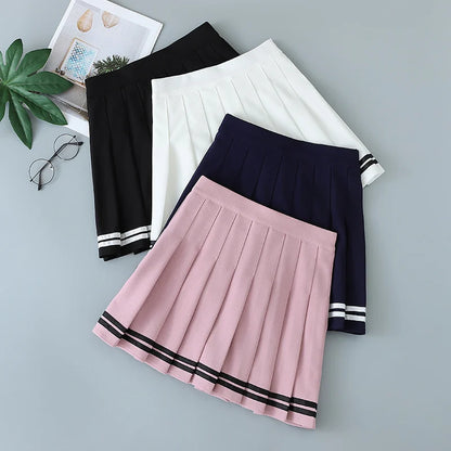 High-Waisted Skirt Elastic Pink Fairy Grunge Black Mini Pleated Skirt Woman Fashion 2022 Summer Clothes School Girl Uniform