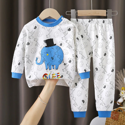 Kids Autumn Casual Pajamas Boys Girls Cute Cartoon Unicorn Long Sleeve T-Shirt + Pants Pyjamas Toddler Baby Warm Clothing Sets