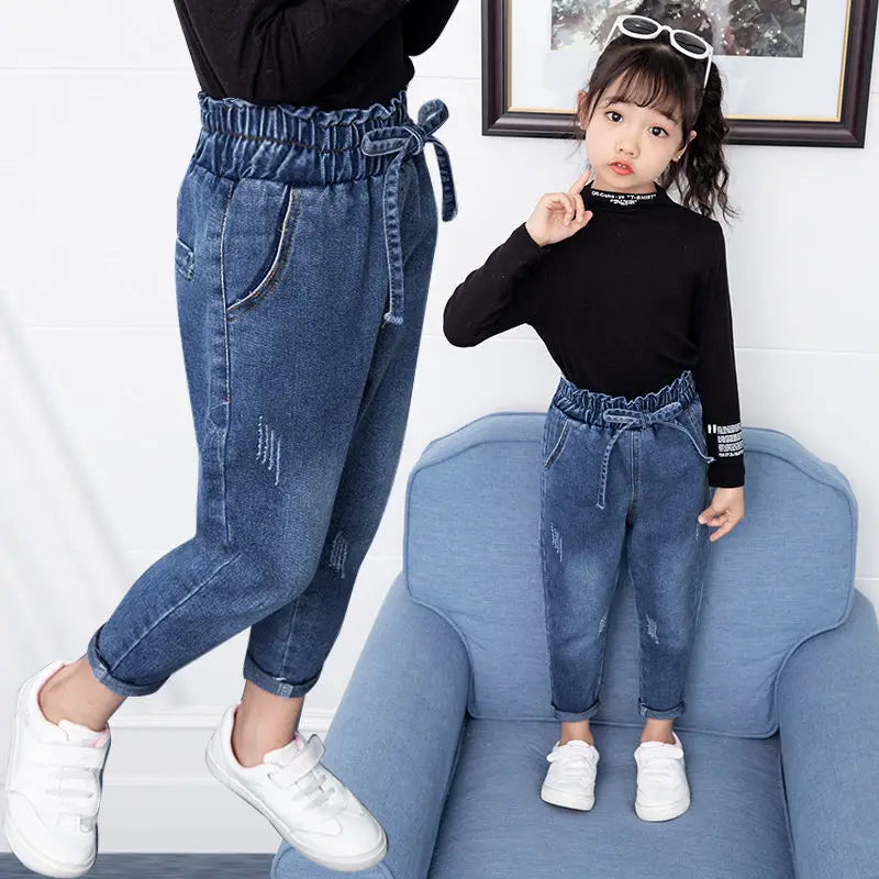 Jeans For Girls 2023 New Fashion Spring Jeans Girls Denim Pants Children's Jeans Casual Style Teenage Costumes For Girls 2-14 Y