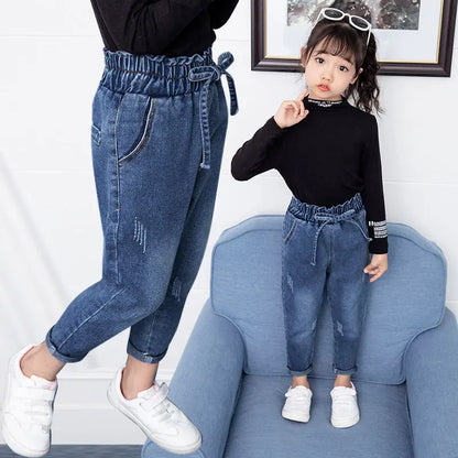Jeans For Girls 2023 New Fashion Spring Jeans Girls Denim Pants Children's Jeans Casual Style Teenage Costumes For Girls 2-14 Y