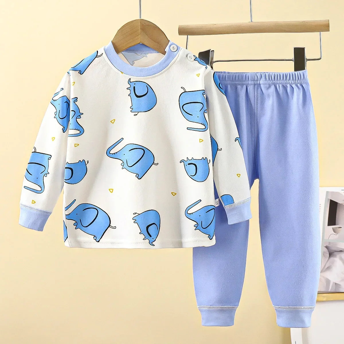 New 2024 Kids Underwear Clothing Sets Boys Girls Pure Cotton Cute Cartoon Dinosaur T-shirt Top with Pants Baby Autumn Pajamas