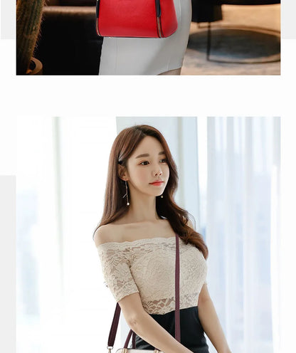 Women Color Block Handbag Large Capacity Tote Bag Fashion Shoulder Crossbody Bag Korean Style Purse