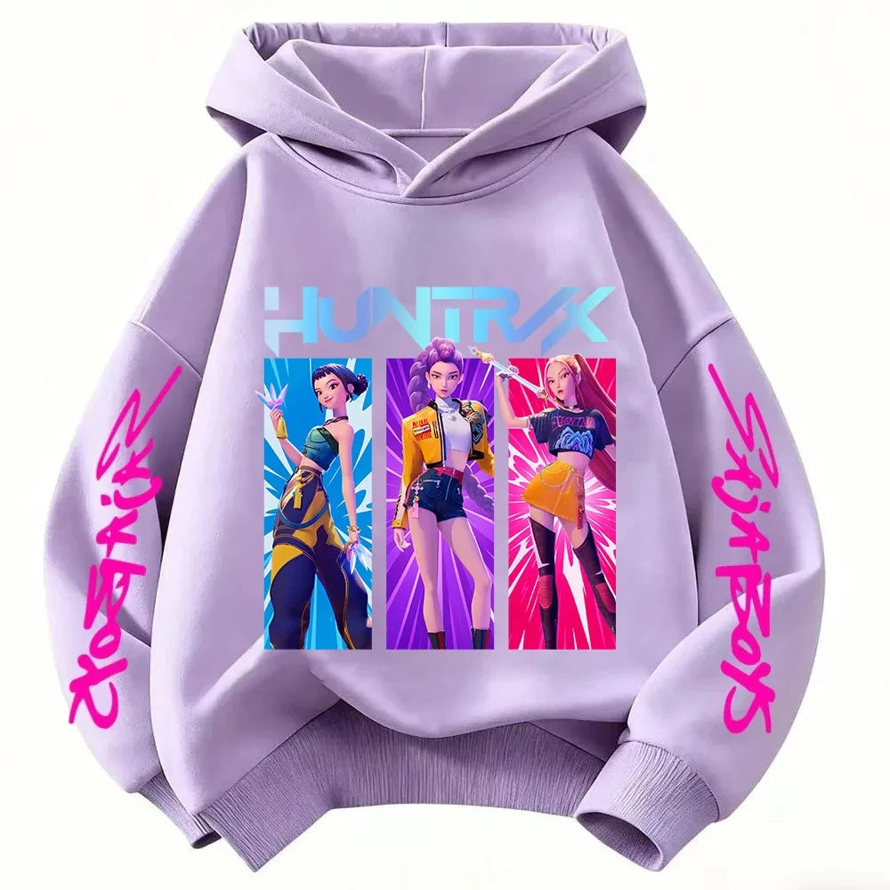 KPop Demon Hunters Huntrix Hoodie Kids Clothes Princess Girls Clothes Fashion Kids Clothes Spring and Autumn Sweatshirt Tops Fo