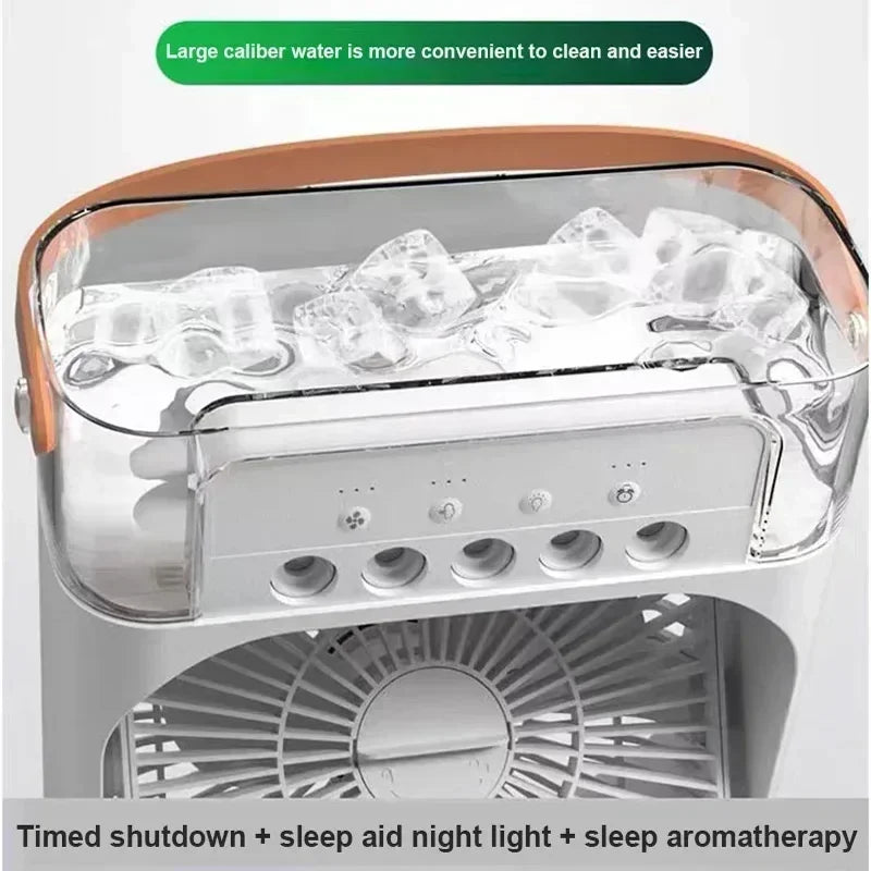 Motorcycle 3 in 1 USB Mini Air Conditioner Portable Cooling Fan with Humidifier and Night Light for Home Office Desktop Amagi