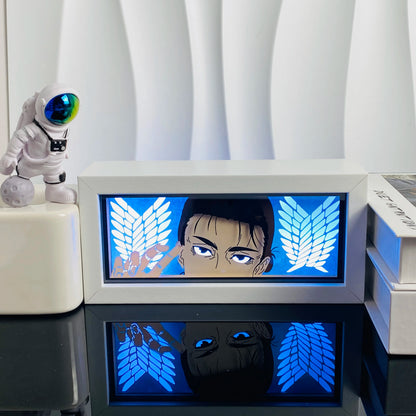 Anime Light Box Paper Cut Shadow Lightbox Wood Frame Nightlight for Child Bedroom Decor Led Night Light 3d Desk Lamp Gifts