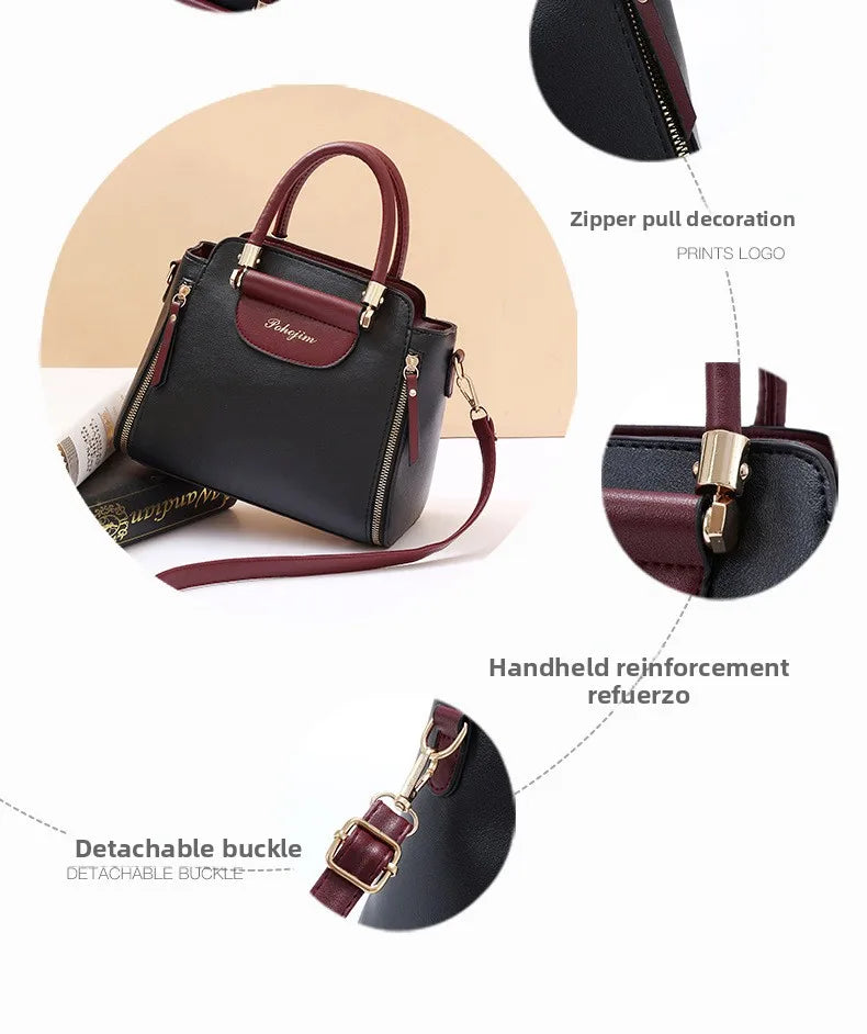 Women Color Block Handbag Large Capacity Tote Bag Fashion Shoulder Crossbody Bag Korean Style Purse