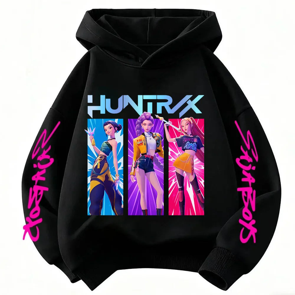 KPop Demon Hunters Huntrix Hoodie Kids Clothes Princess Girls Clothes Fashion Kids Clothes Spring and Autumn Sweatshirt Tops Fo