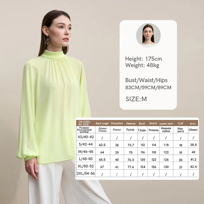 Amii Women Blouse 2026 Spring New Elegant Commuter Half Turtleneck Chiffon Shirt Women's Raglan Sleeve Solid Loose Top 12641072