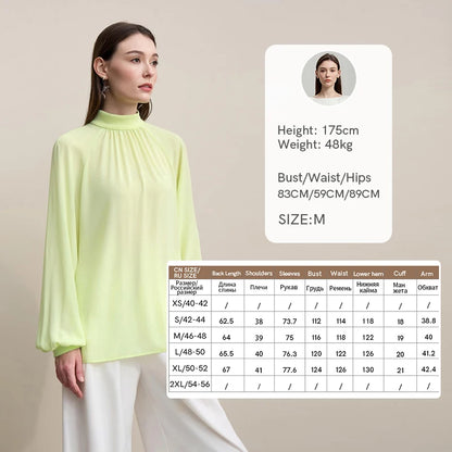 Amii Women Blouse 2026 Spring New Elegant Commuter Half Turtleneck Chiffon Shirt Women's Raglan Sleeve Solid Loose Top 12641072