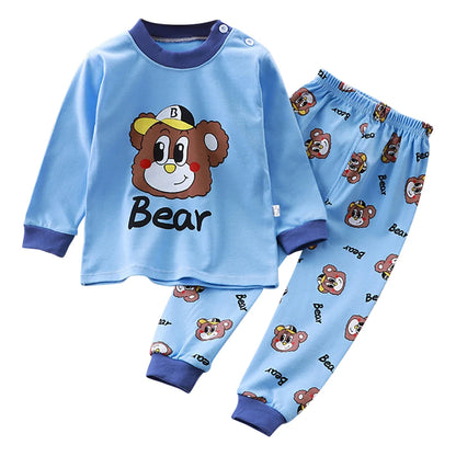 Spring Autumn Kids Pajamas Set Unisex Children Dino Bear Animal Cartoon Sleepwear Boys and Girls Homewear Casual Clothing 1-10Y