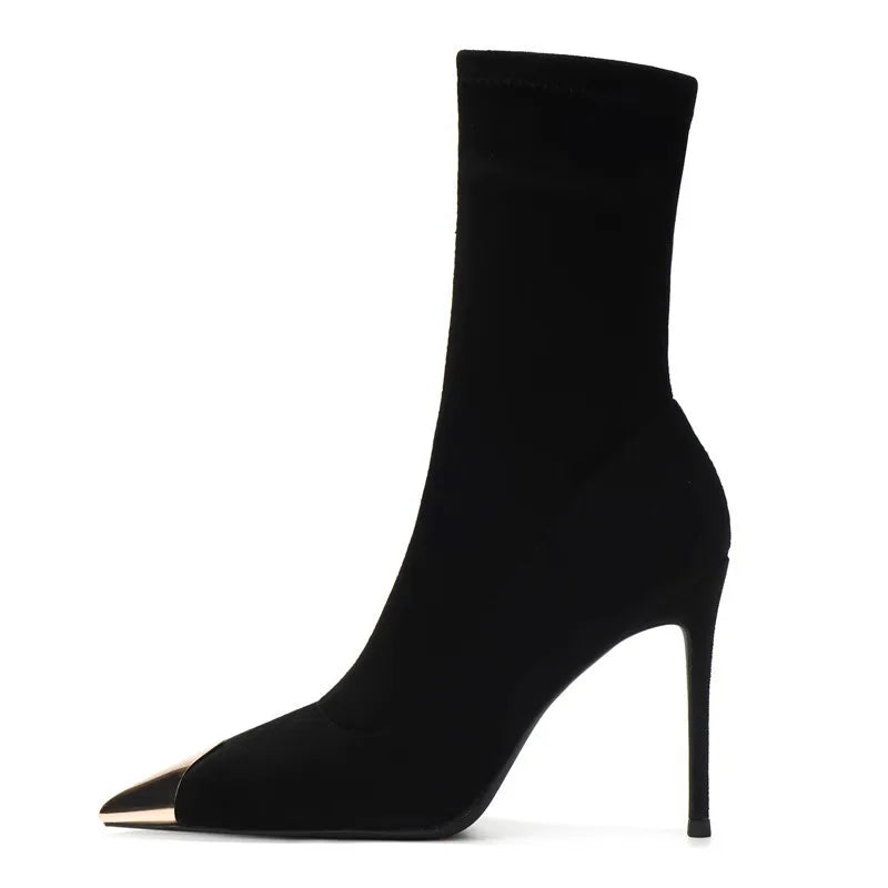 Sexy Sock Boots Knitting Stretch Boots High Heels for Women Fashion Shoes Spring Autumn Ankle Boots Female Zapatos De Mujer 2025