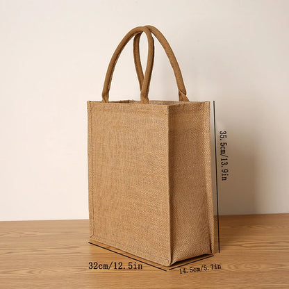 Women's jute tote bag large capacity shopping bag travel storage bag open mouth men's handbag