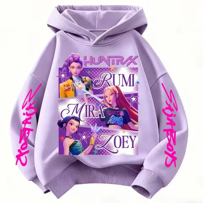 KPop Demon Hunters Huntrix Hoodie Kids Clothes Princess Girls Clothes Fashion Kids Clothes Spring and Autumn Sweatshirt Tops Fo