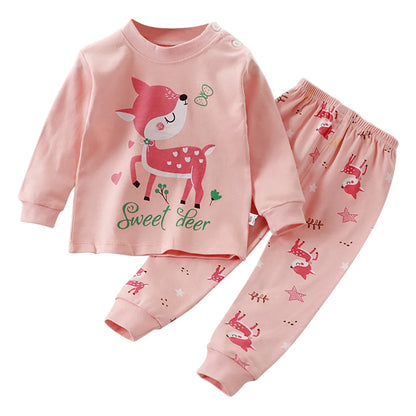 Spring Autumn Kids Pajamas Set Unisex Children Dino Bear Animal Cartoon Sleepwear Boys and Girls Homewear Casual Clothing 1-10Y