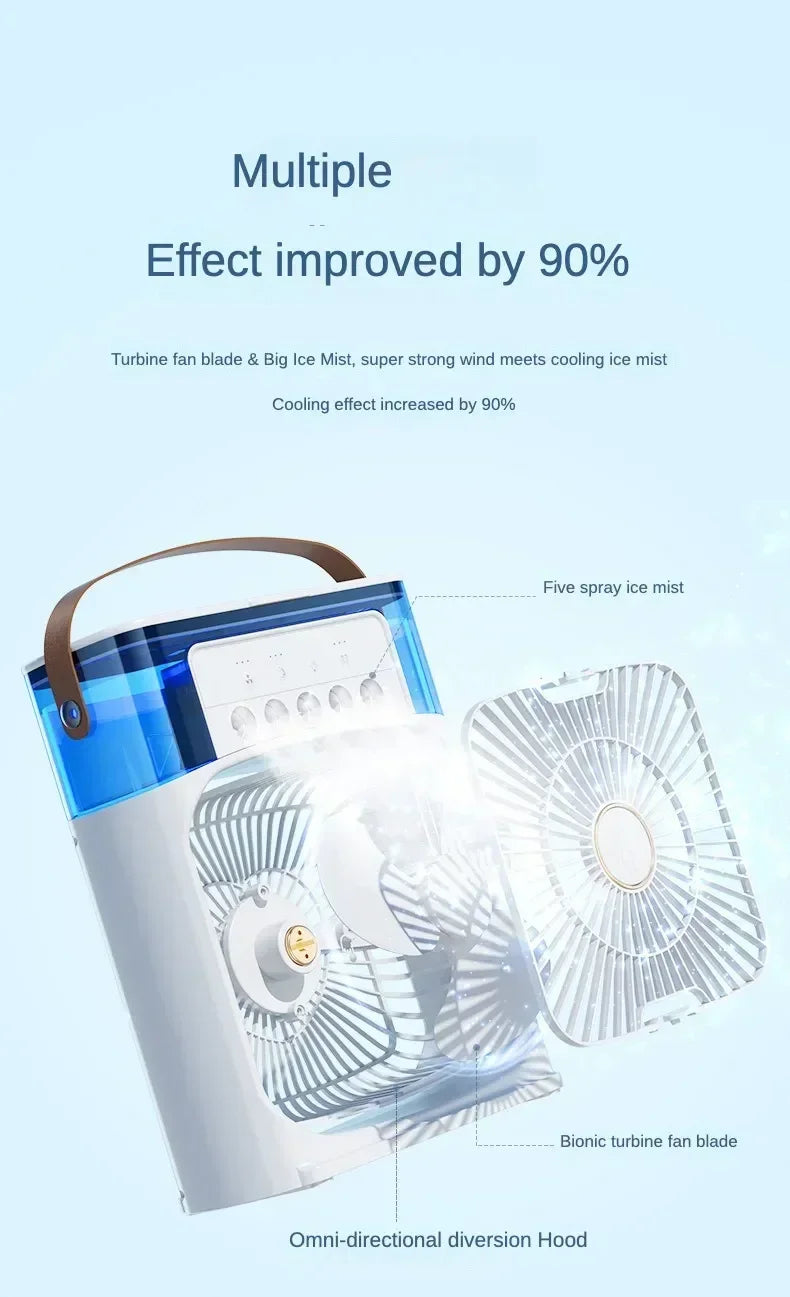 Motorcycle Desktop Humidifier Air Cooler 180° Rotation 3 Speeds Adjustable Mist Cooling Fan with Removable Tank for Bedroom Amag