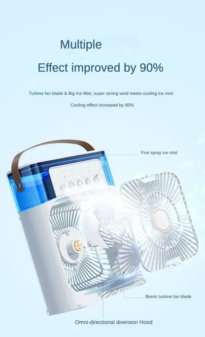 Motorcycle Desktop Humidifier Air Cooler 180° Rotation 3 Speeds Adjustable Mist Cooling Fan with Removable Tank for Bedroom Amag