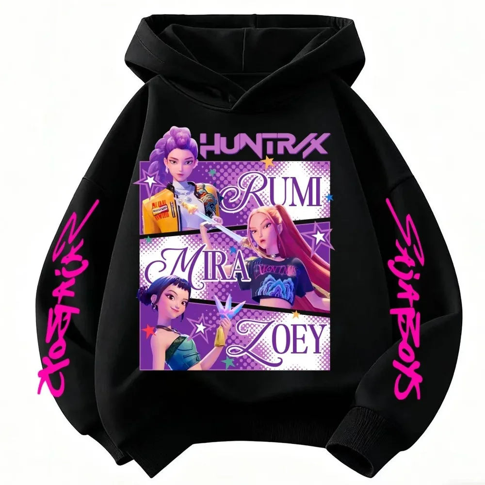 KPop Demon Hunters Huntrix Hoodie Kids Clothes Princess Girls Clothes Fashion Kids Clothes Spring and Autumn Sweatshirt Tops Fo
