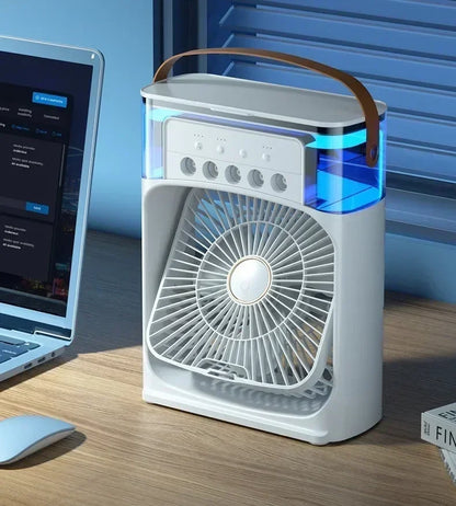 Motorcycle 3 in 1 USB Mini Air Conditioner Portable Cooling Fan with Humidifier and Night Light for Home Office Desktop Amagi