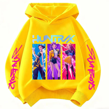 KPop Demon Hunters Huntrix Hoodie Kids Clothes Princess Girls Clothes Fashion Kids Clothes Spring and Autumn Sweatshirt Tops Fo