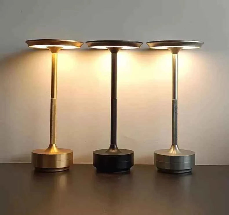 Aluminum Alloy Simple Decorative Lamp LED Night Light Infinitely Dimmable Atmosphere Retro Portable Rechargeable Touch Desk Lamp