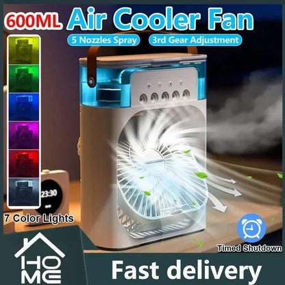 Motorcycle 3 in 1 USB Mini Air Conditioner Portable Cooling Fan with Humidifier and Night Light for Home Office Desktop Amagi