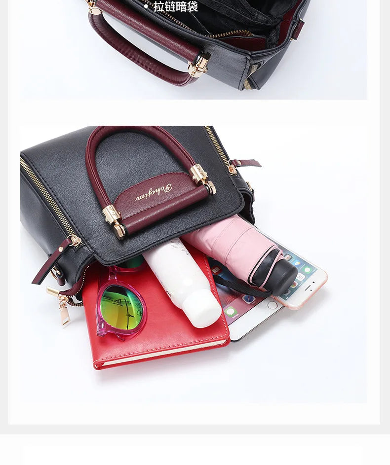 Women Color Block Handbag Large Capacity Tote Bag Fashion Shoulder Crossbody Bag Korean Style Purse
