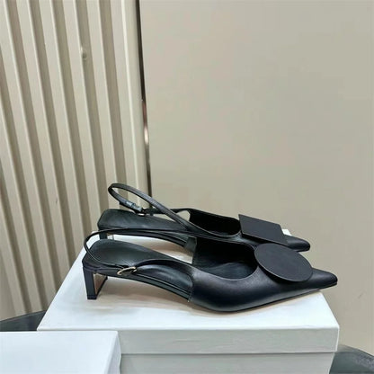 FEDONAS Ins Women Kitten Heels Slingbacks Sandals Leopard Genuine Leather Party Spring Summer Shoes Woman Sandals Pumps