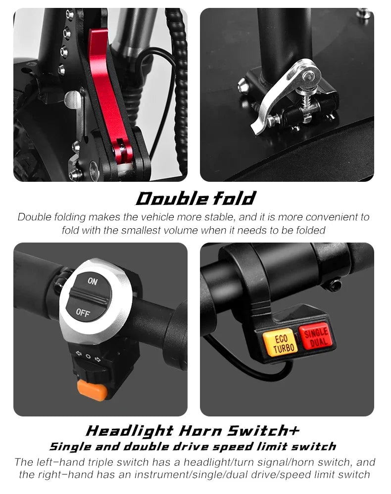BOYUEDA S3 E-Scooter 6000W Dual Motor 60V 38AH Lithium Battery Off-road Scooters Electric 11Inch City Folding Electric Scooter