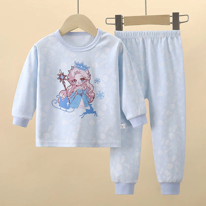 Kids Autumn Casual Pajamas Boys Girls Cute Cartoon Unicorn Long Sleeve T-Shirt + Pants Pyjamas Toddler Baby Warm Clothing Sets