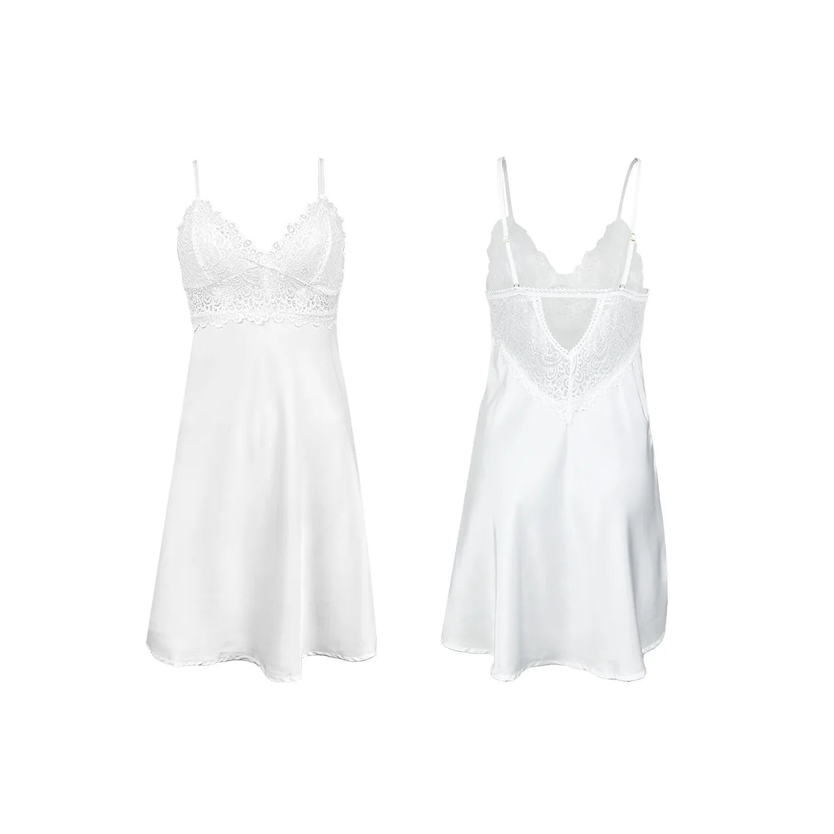 Casual Nightgown Silk Satin Sleepwear Chemise Nightdress Lady New Spring Homewear Sexy Lace Nightwear Lingerie Homedress
