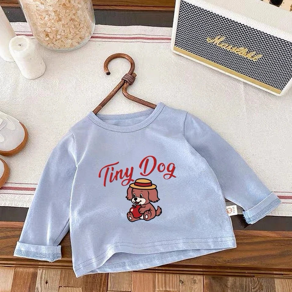 Cartoon Print Children Tshirt Long Sleeved Tops Spring/fall Kids Clothing Fashion Casual Girl Boy Bottoming Shirts O-neck Blouse