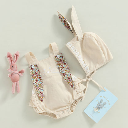 ma&baby 0-18M Easter Toddler Newborn Infant Baby Girl Romper Cute Floral Bunny Ear Rabbit Pompom Jumpsuit Overalls D01