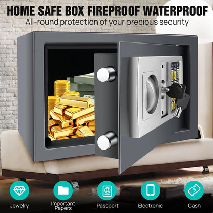 BRlEFNESs Dual Key Digital ock Heavy Duty Steel Anti-Theft Safe for Corporate jlewelry, Camera, file Storage, and Cash