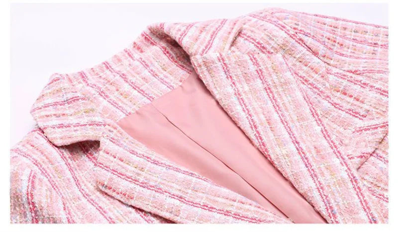 2025 Fashion Tweed Short Jacket Women's Plaid Blazers Coarse Woolen Coat Spring Autumn Casual Tops Slim Small Suit Jackets Lady