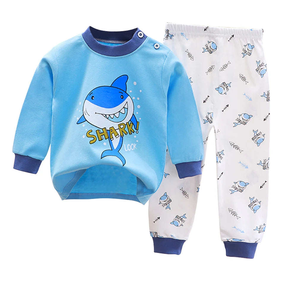 Spring Autumn Kids Pajamas Set Unisex Children Dino Bear Animal Cartoon Sleepwear Boys and Girls Homewear Casual Clothing 1-10Y