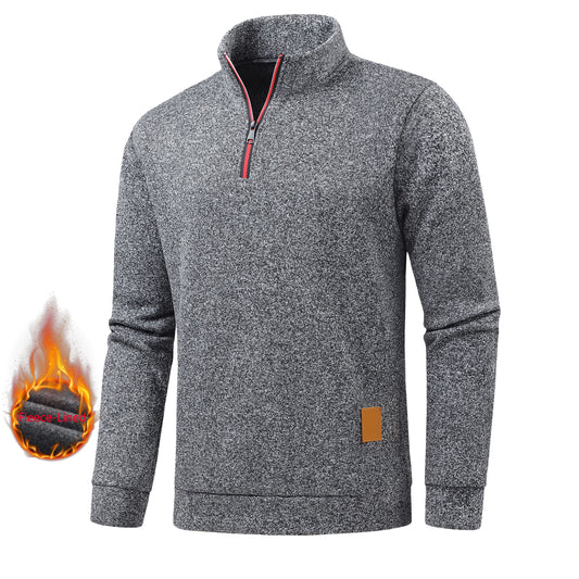 Autumn men's half-zip sweatshirts, long-sleeved solid color pullovers, turtlenecks, streetwear, winter warm jackets, sports coat