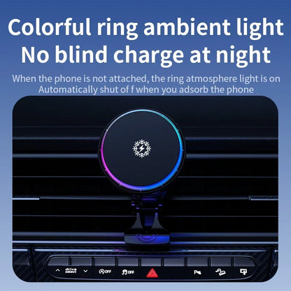 30W Ice Cooling Magnetic Wireless Car Charger Fast Charging Station for iPhone15 14 13 12 Pro Max MacSafe Car Phone Holder Stand