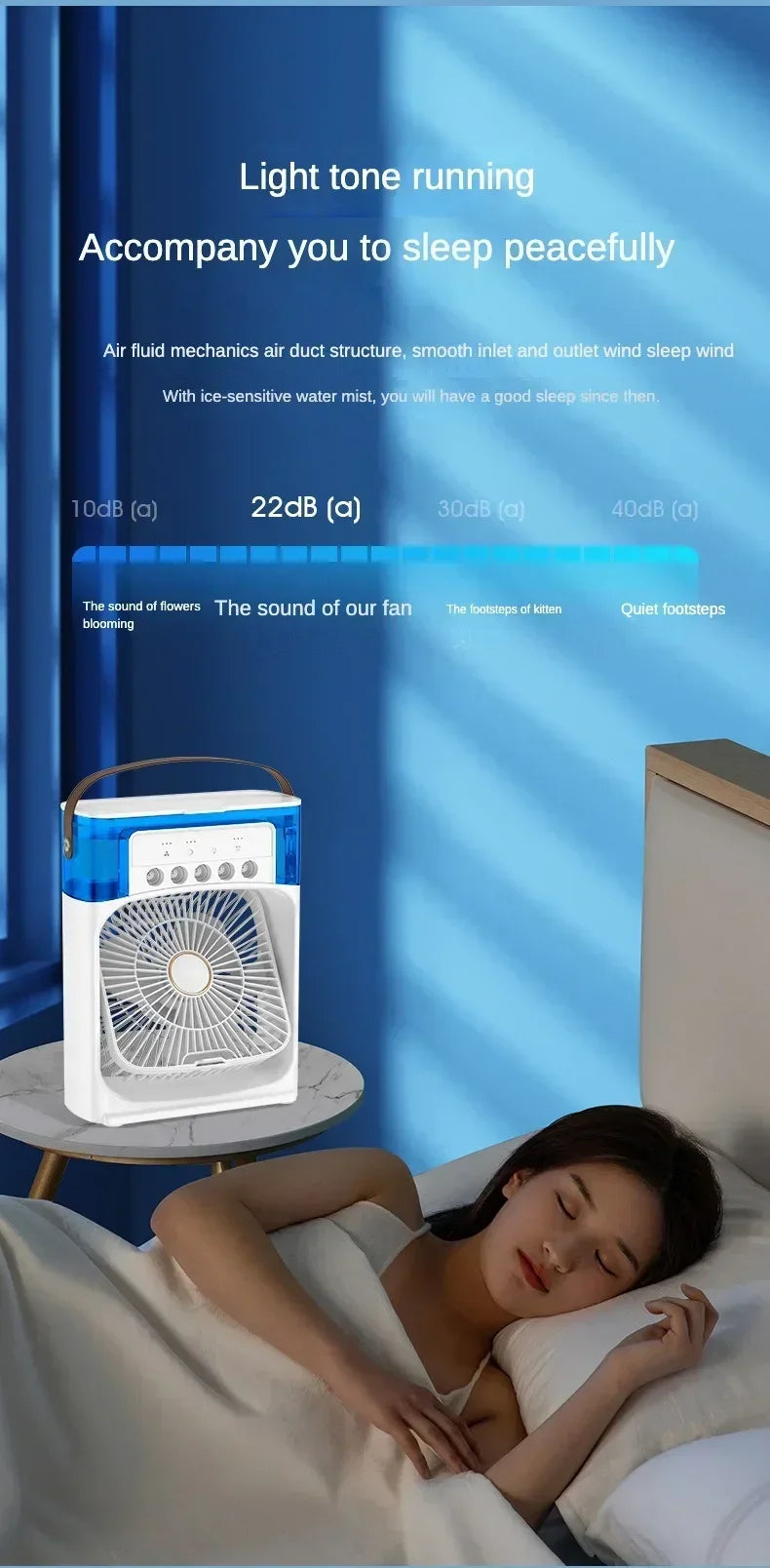 Motorcycle Desktop Humidifier Air Cooler 180° Rotation 3 Speeds Adjustable Mist Cooling Fan with Removable Tank for Bedroom Amag