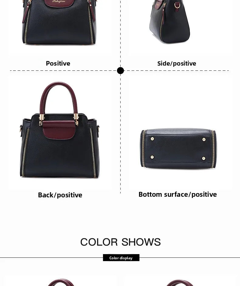 Women Color Block Handbag Large Capacity Tote Bag Fashion Shoulder Crossbody Bag Korean Style Purse