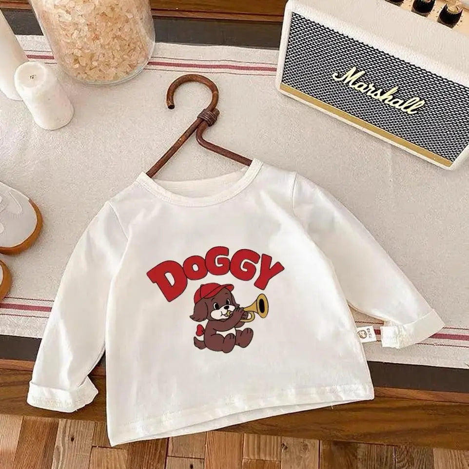 Cartoon Print Children Tshirt Long Sleeved Tops Spring/fall Kids Clothing Fashion Casual Girl Boy Bottoming Shirts O-neck Blouse