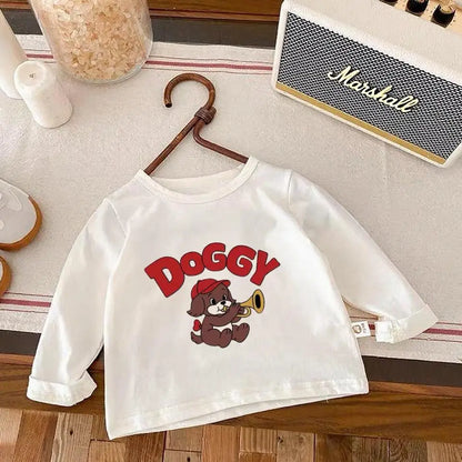 Cartoon Print Children Tshirt Long Sleeved Tops Spring/fall Kids Clothing Fashion Casual Girl Boy Bottoming Shirts O-neck Blouse