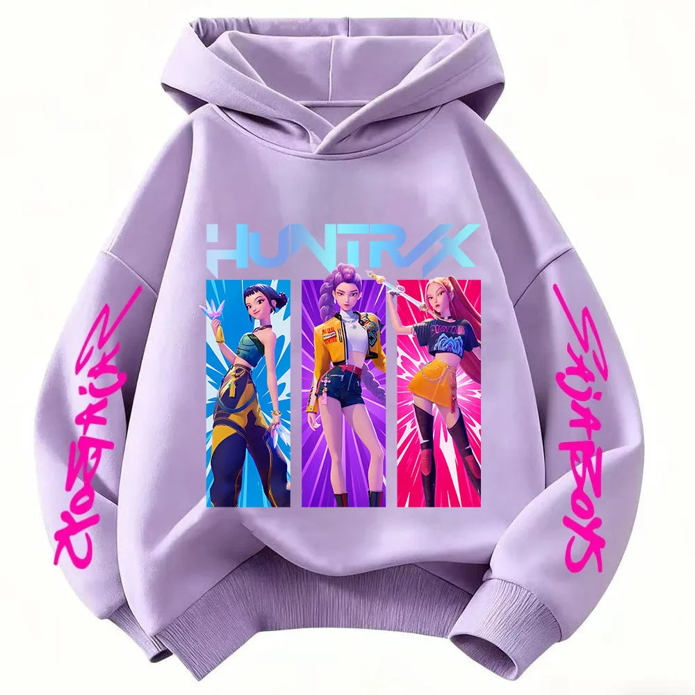 KPop Demon Hunters Huntrix Hoodie Kids Clothes Princess Girls Clothes Fashion Kids Clothes Spring and Autumn Sweatshirt Tops Fo