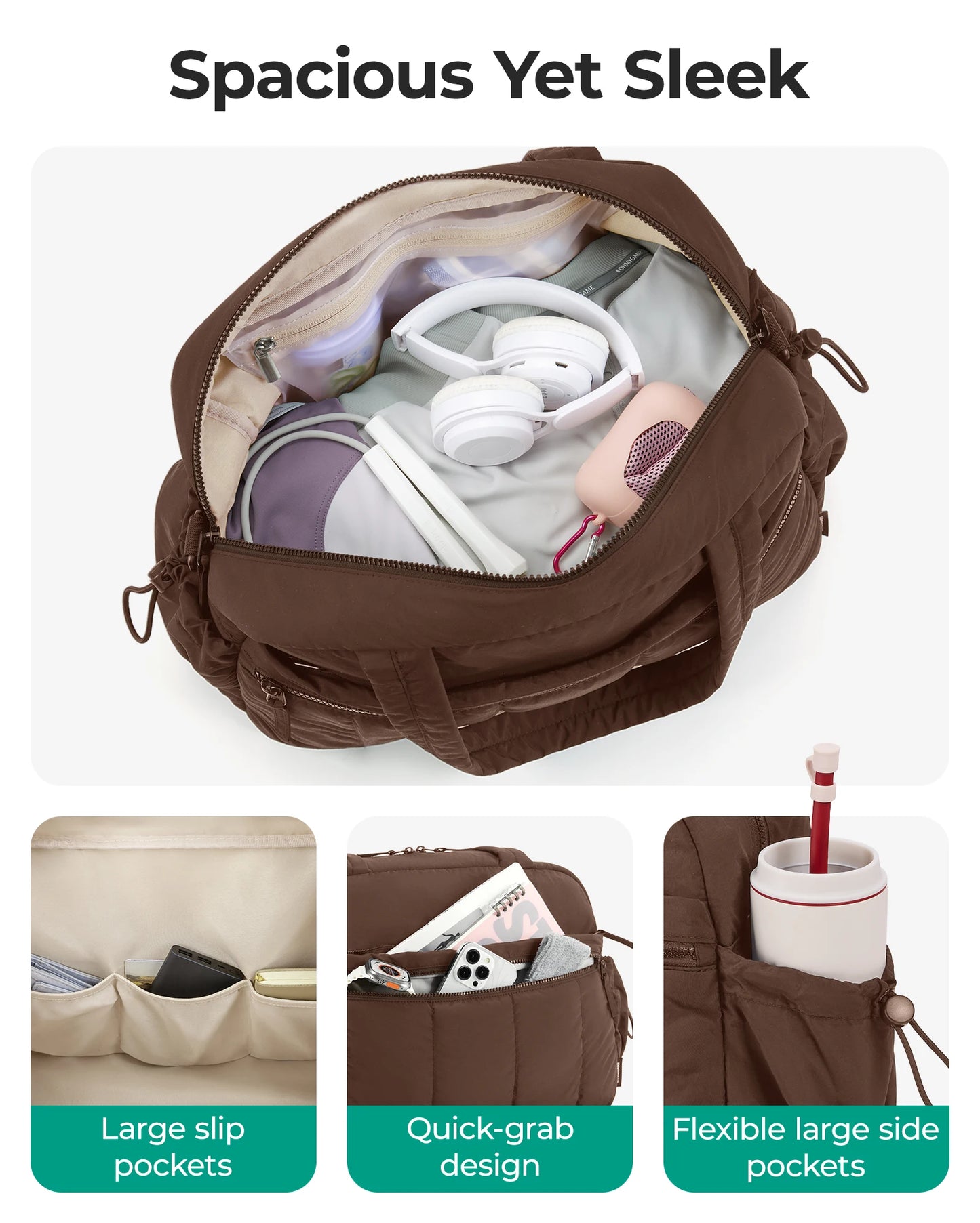 BAGSMART Women Duffle Bag for Travel with Wet Pocket Lightweight Water Resistant Carry on Weekender Gym Bag
